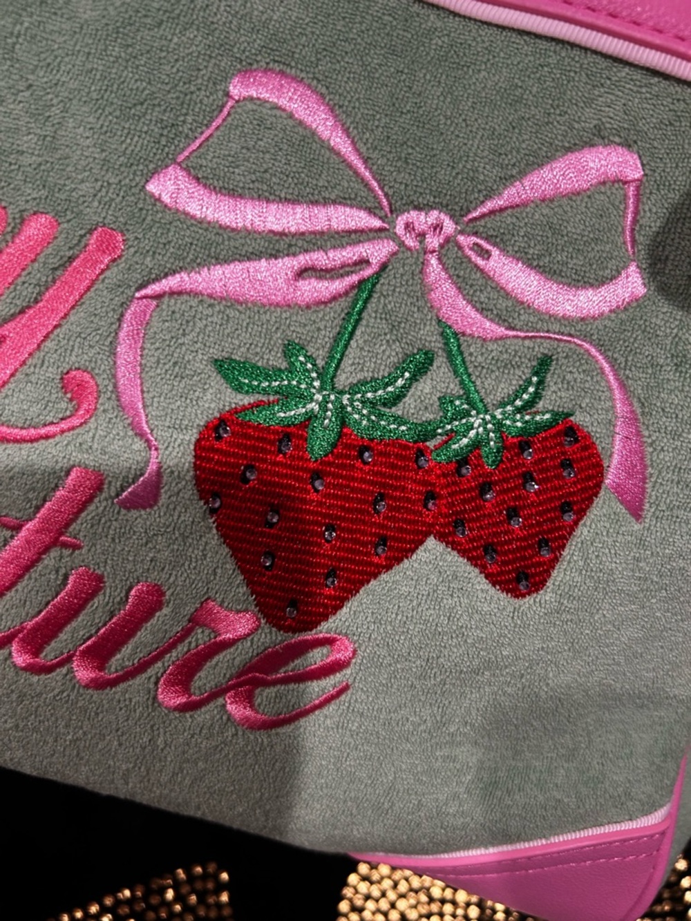 Juicy Couture Pink & Green Strawberry Tote - Picture 5 of 9